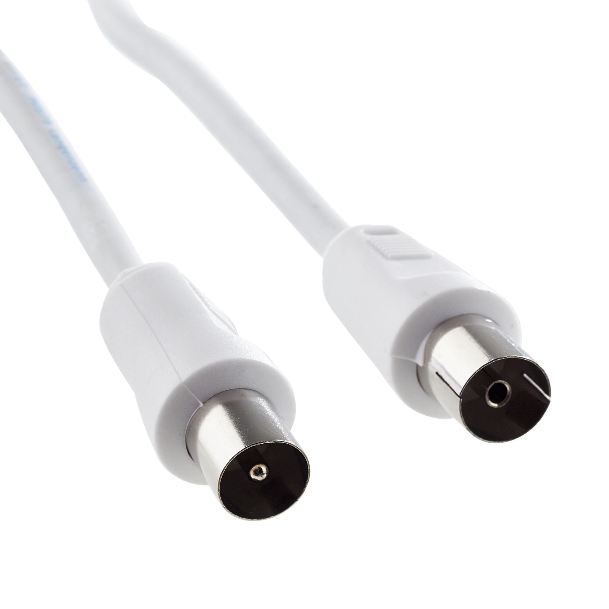 Weißes Antennenkabel mit Metallsteckern