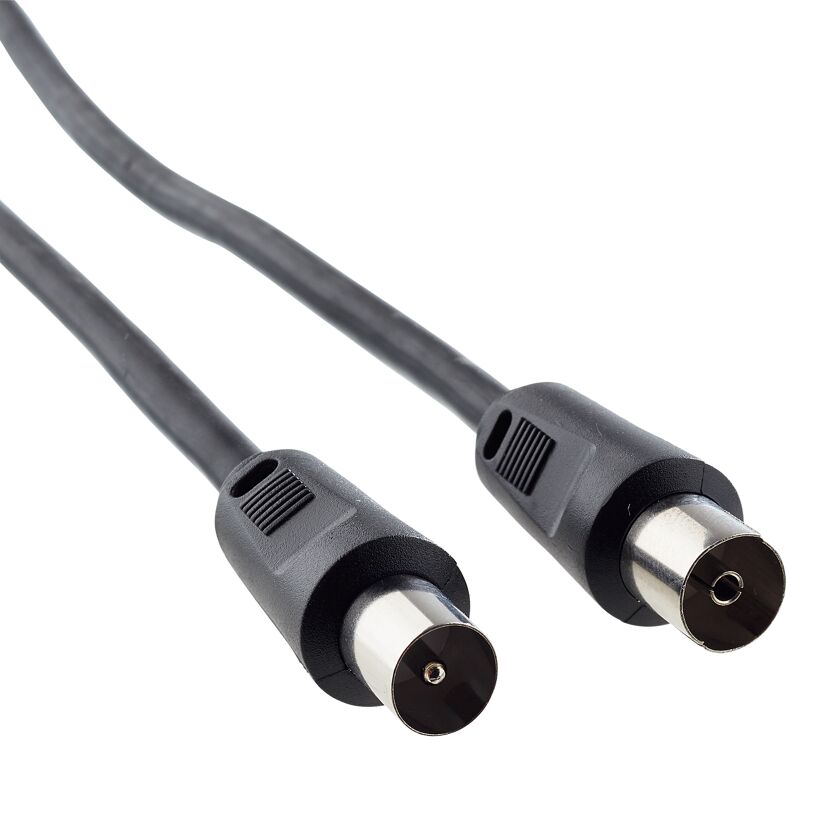 Zwei schwarze Antennenkabel mit Metallsteckern