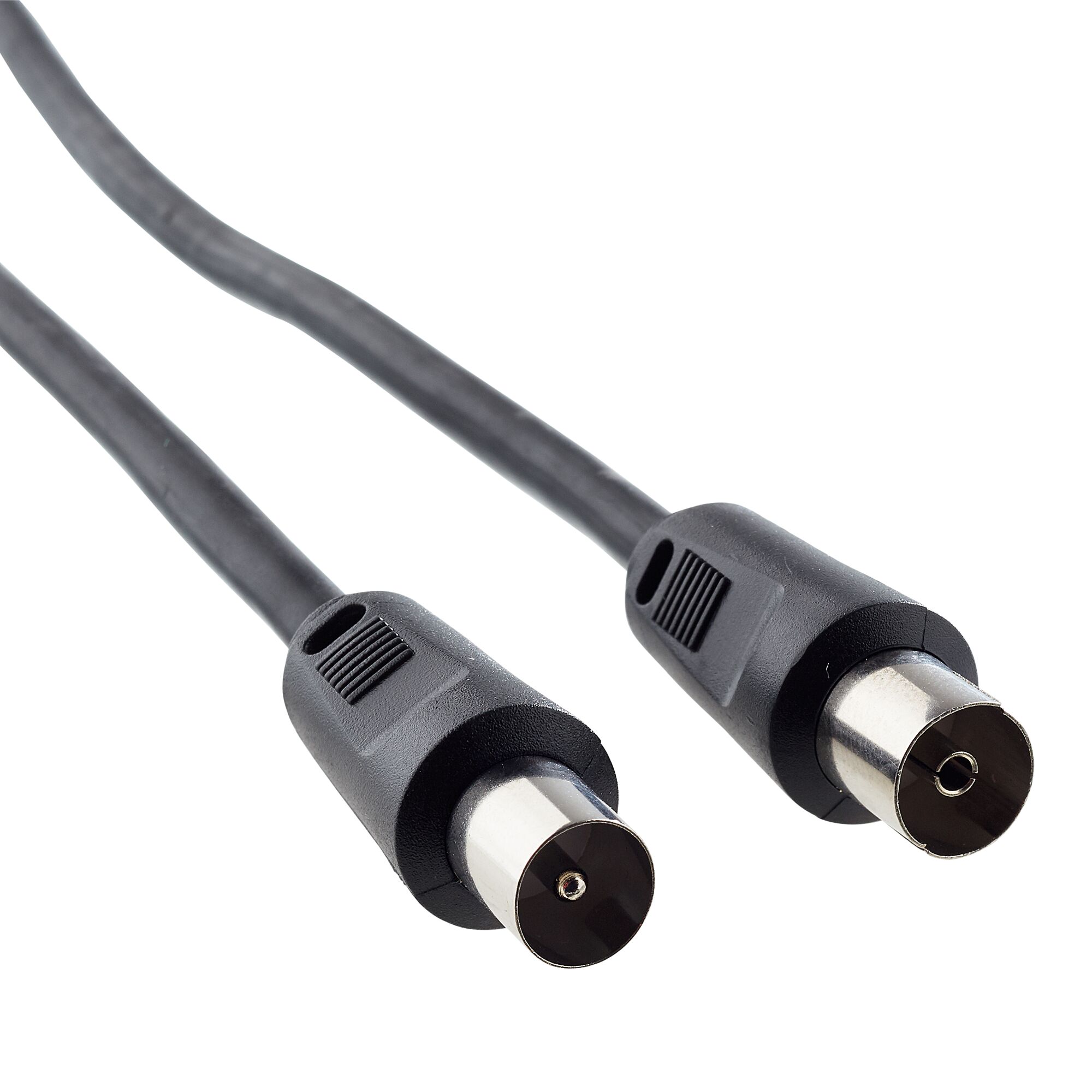 Zwei schwarze Antennenkabel mit Metallsteckern