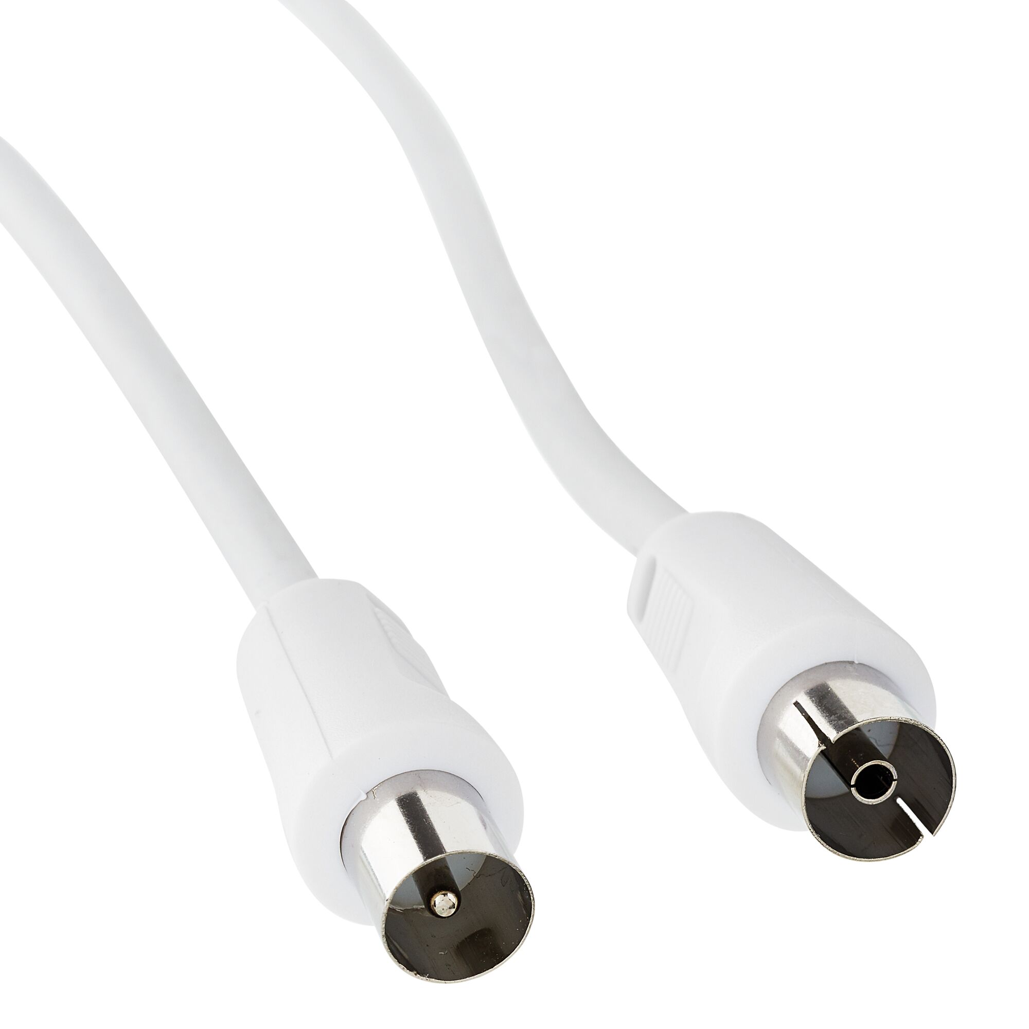 Weißes Antennenkabel mit Metallsteckern