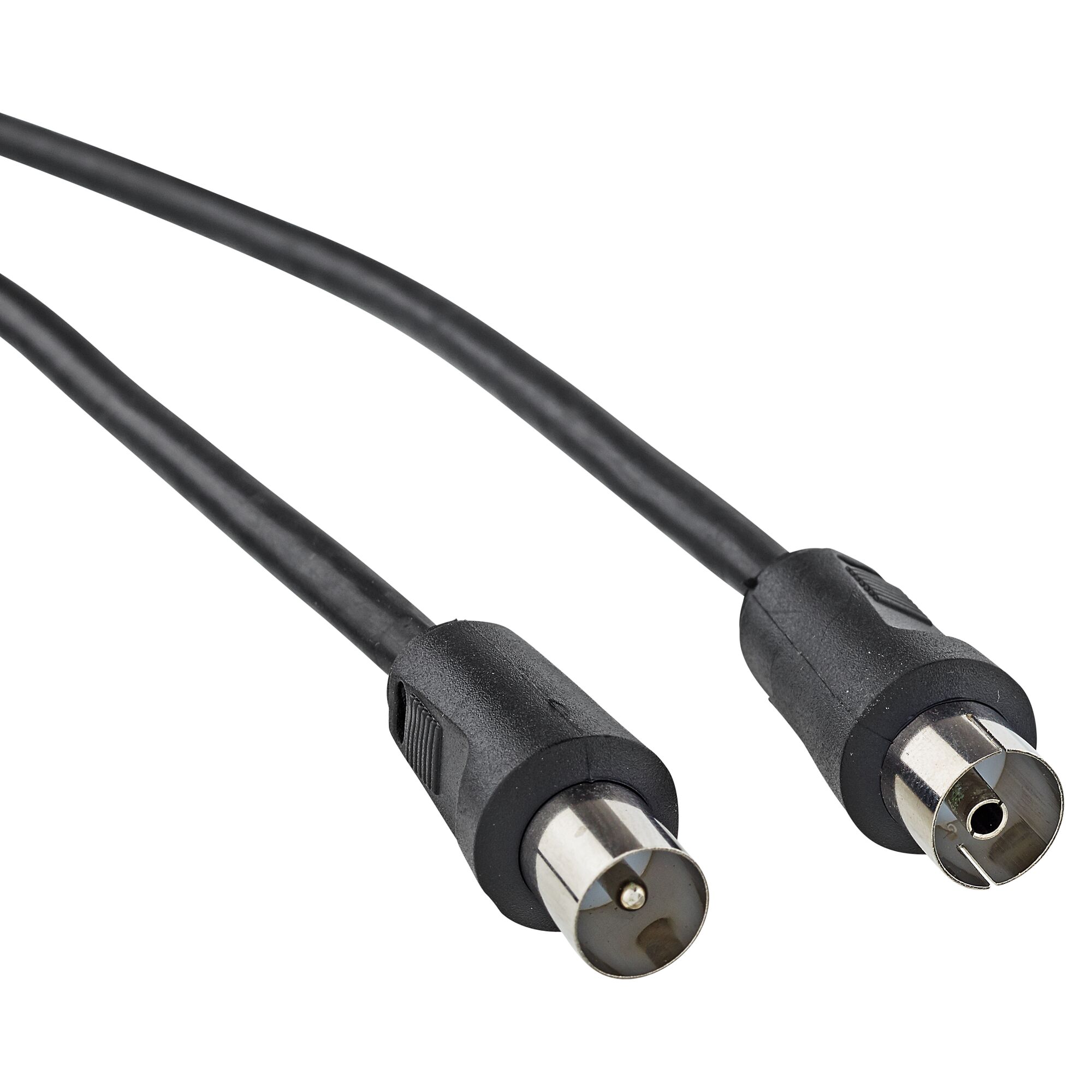 Schwarzes Antennenkabel mit Metallsteckern