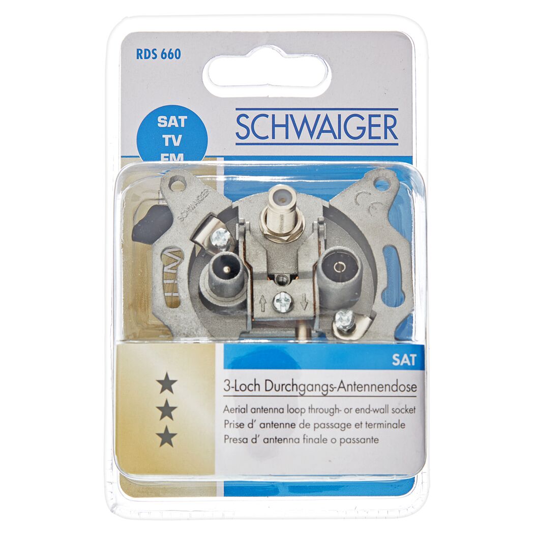 SCHWAIGER 3-Loch Durchgangs-Antennendose