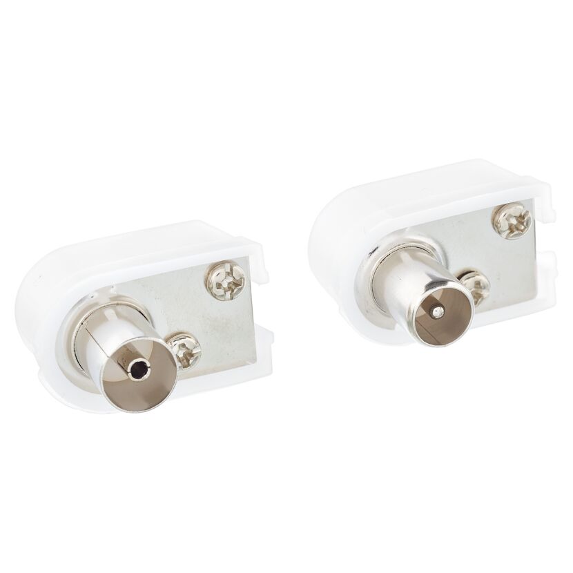 Zwei weiße IEC-Winkelstecker