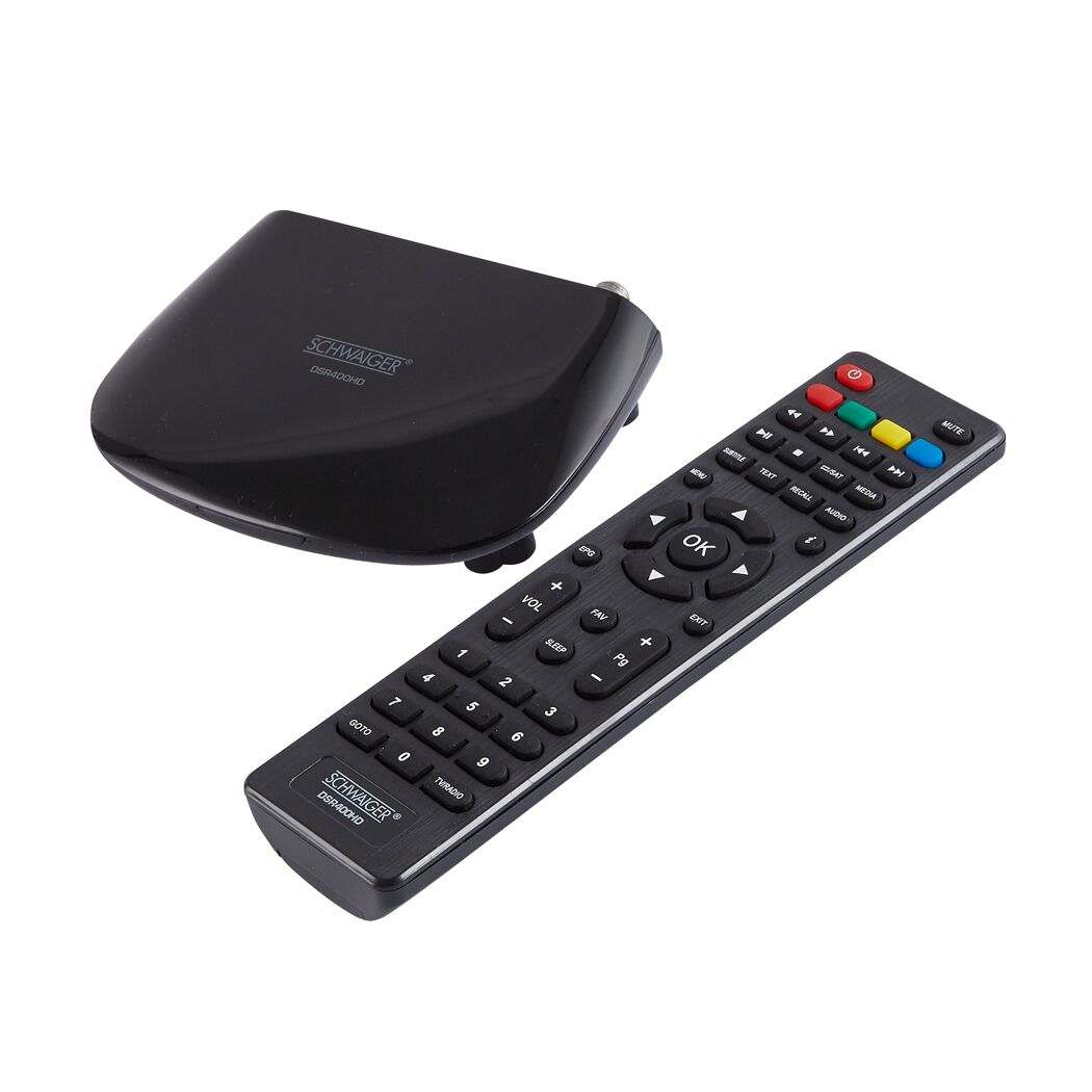 Schwarzer SCHWAIGER DSR400HD Satellitenreceiver mit Fernbedienung