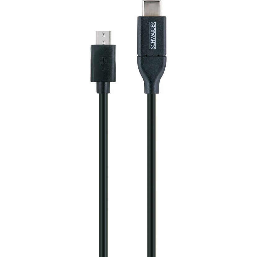 Schwarzes USB-Adapterkabel, USB-C auf Micro-USB