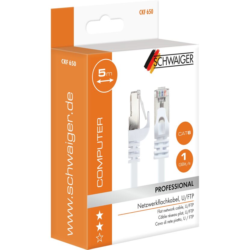 Netzwerkkabel CAT6, 5 m, weiß, Verpackung