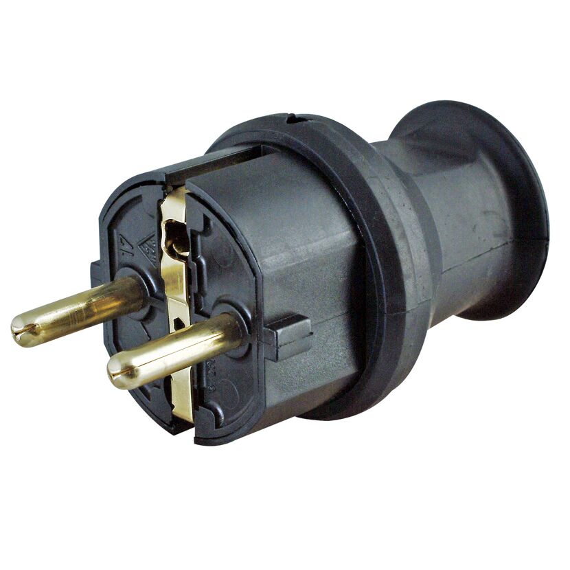 Schwarzer Schutzkontaktstecker