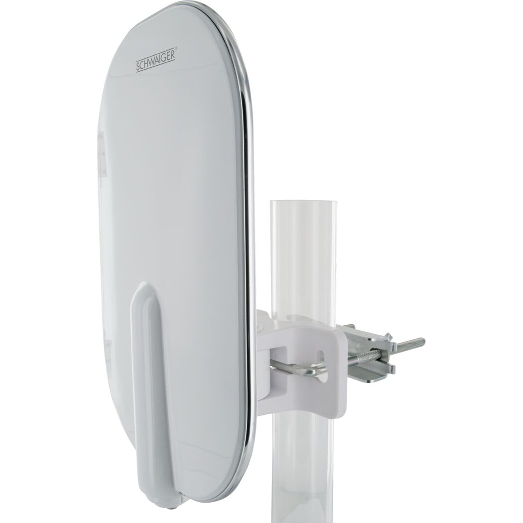 DVB-T2/T-Außenantenne weiß 24,5 x 15,5 x 9 cm, mit Mastaufhängung