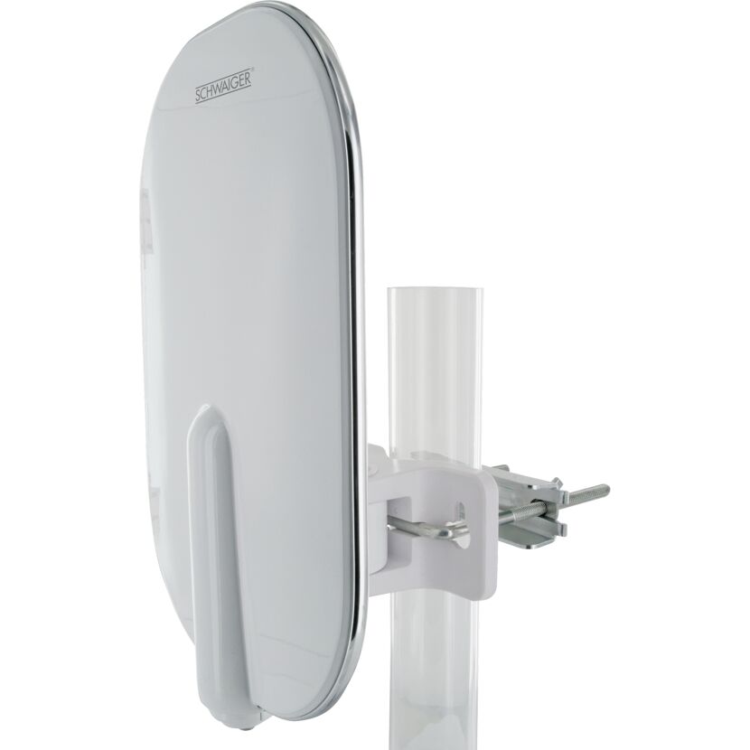DVB-T2/T-Außenantenne weiß 24,5 x 15,5 x 9 cm, mit Mastaufhängung