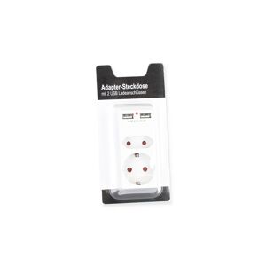 Adapter-Steckdose weiß 2-fach mit 2 USB-Ports
