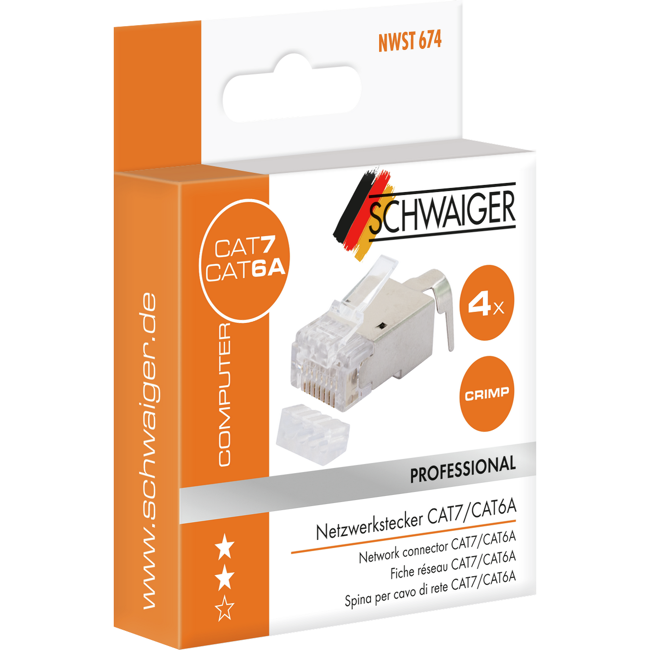 Bild von Netzwerkstecker CAT 6A/Cat 7, 4 Stück
