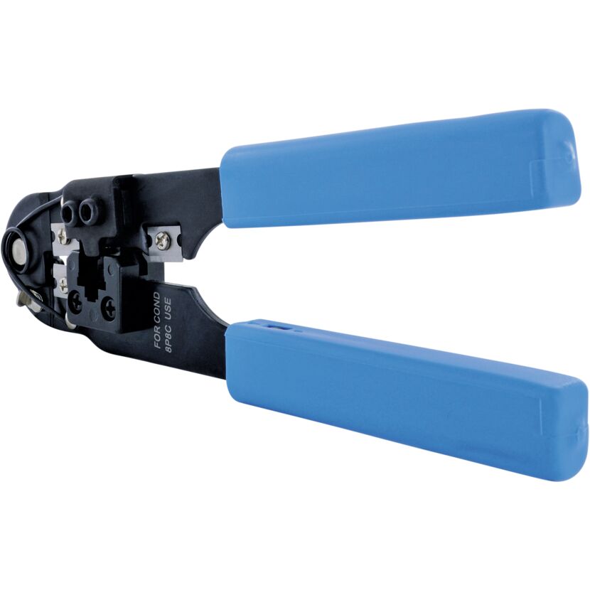 Crimpzange schwarz/blau für Rund- und Flachkabel