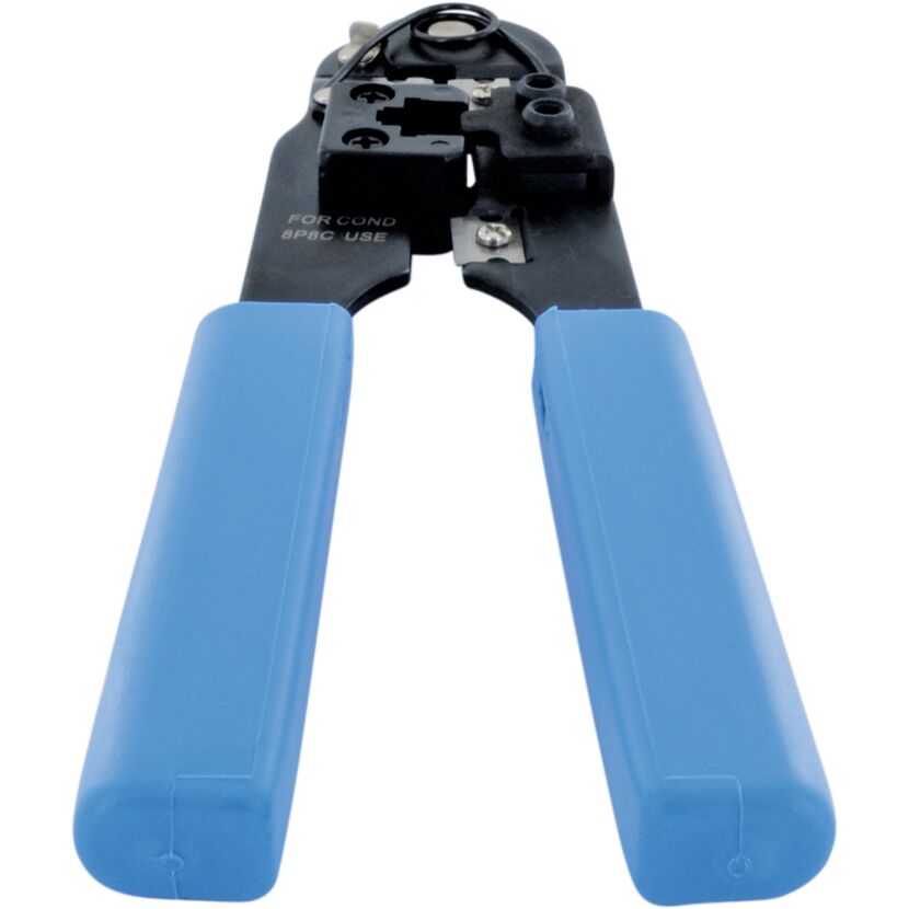 Crimpzange schwarz/blau für Rund- und Flachkabel