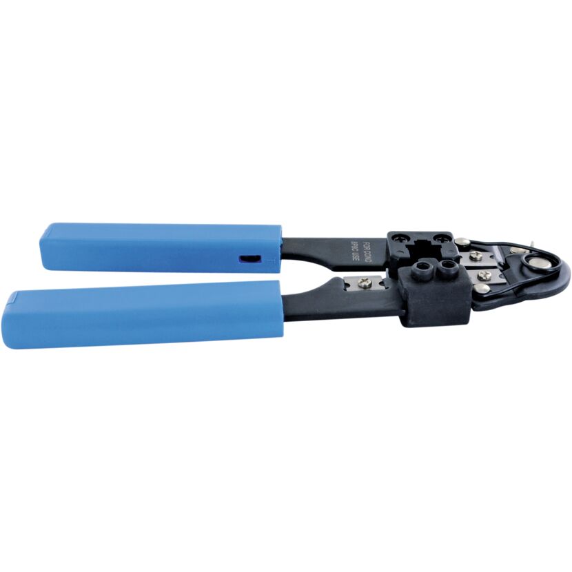 Crimpzange schwarz/blau für Rund- und Flachkabel