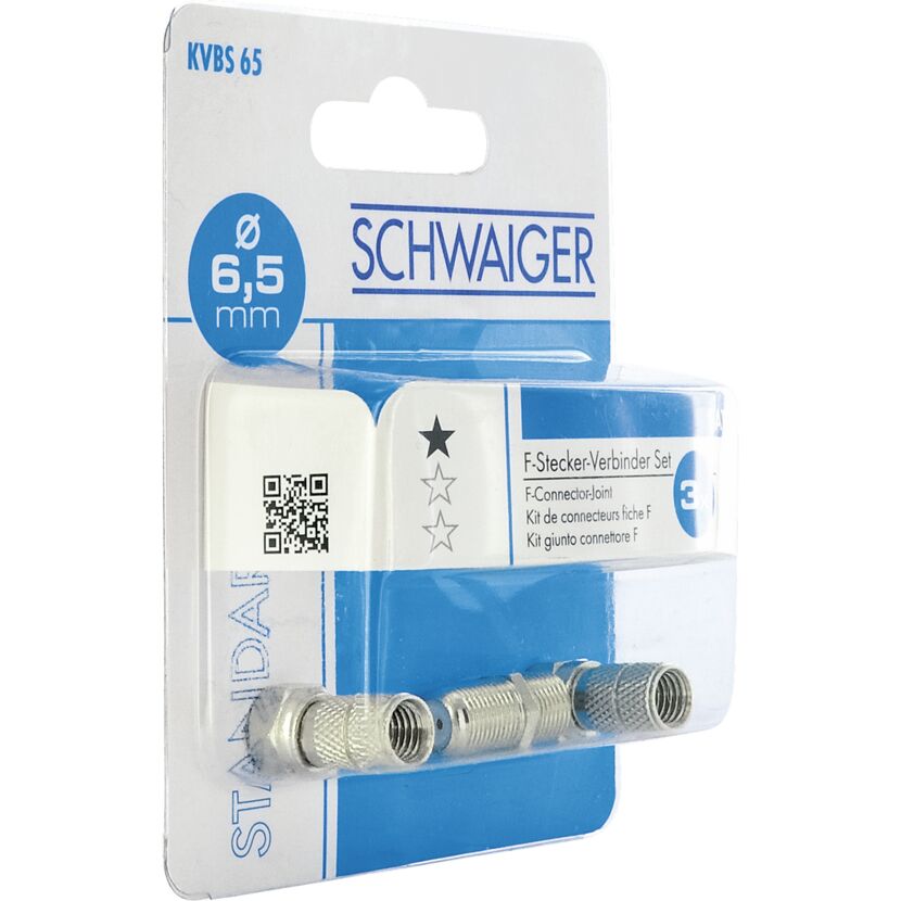 F-Stecker-Set silbern Ø 6,5 mm 3-tlg