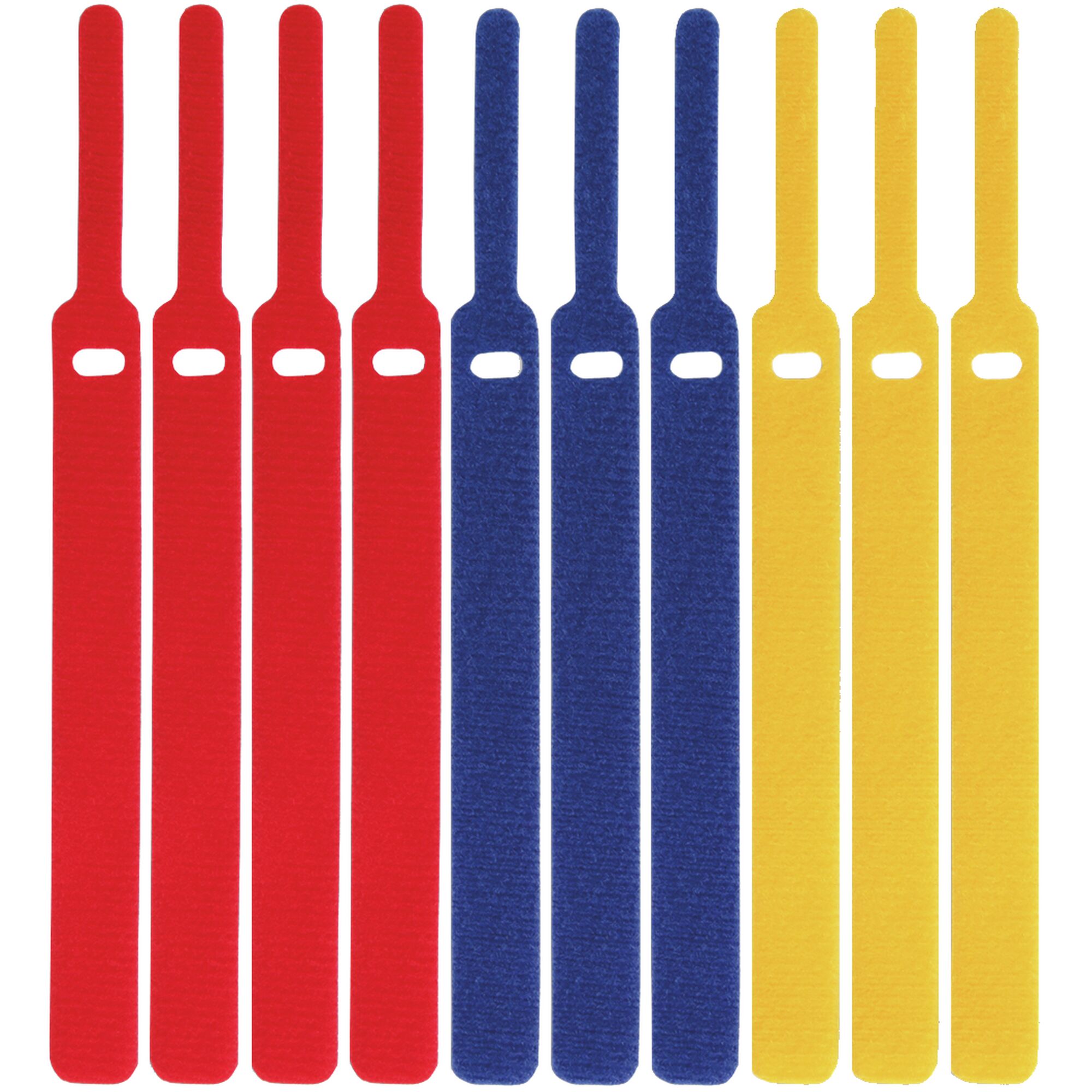 Rote, blaue und gelbe Klett-Kabelbinder