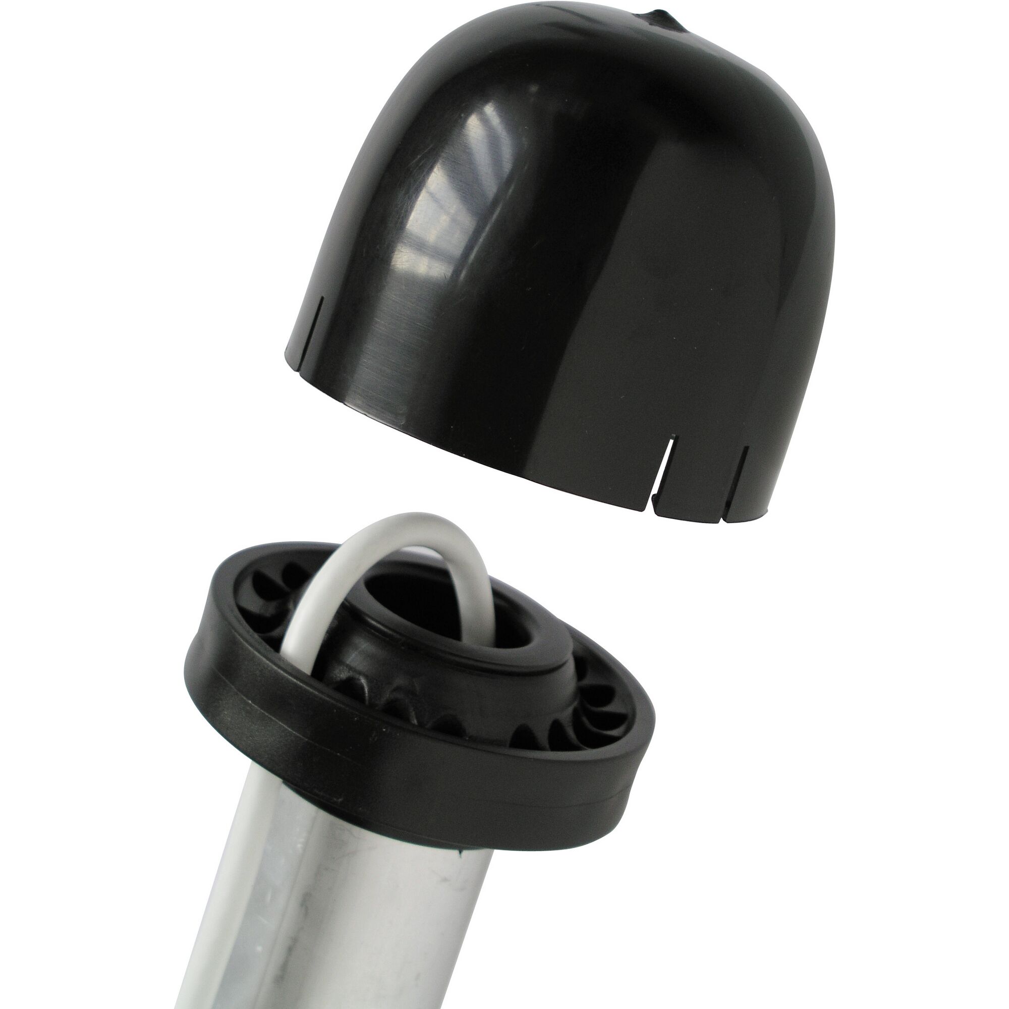 Schwarze Mastabdeckkappe für Kabeldurchführung