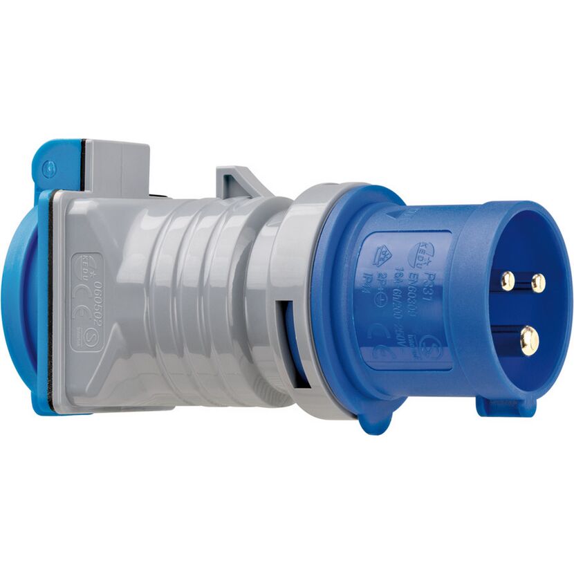 Blauer CEE-Adapter 240V/16A