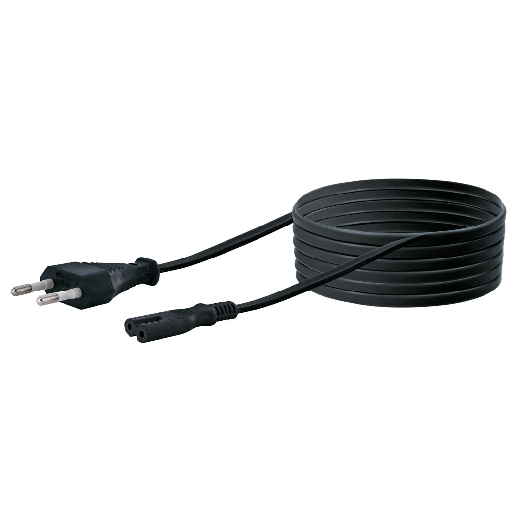 Schwarzes Euro-Doppelnute-Anschlusskabel, 3 m