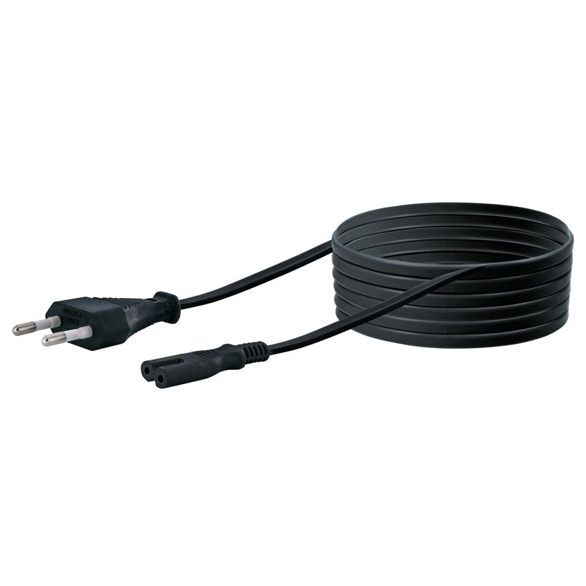 Schwarzes Euro-Doppelnute-Anschlusskabel, 3 m