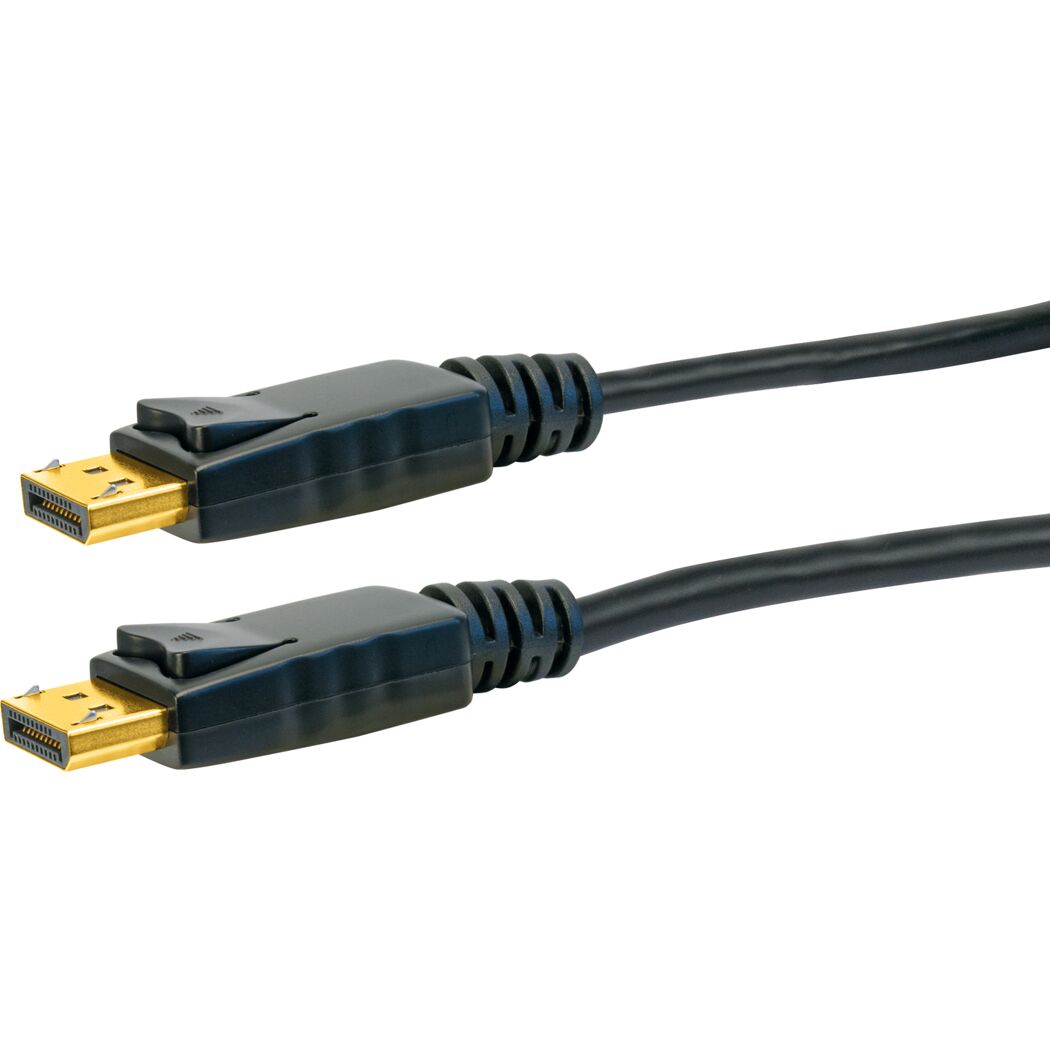 Zwei schwarze DisplayPort-Kabel