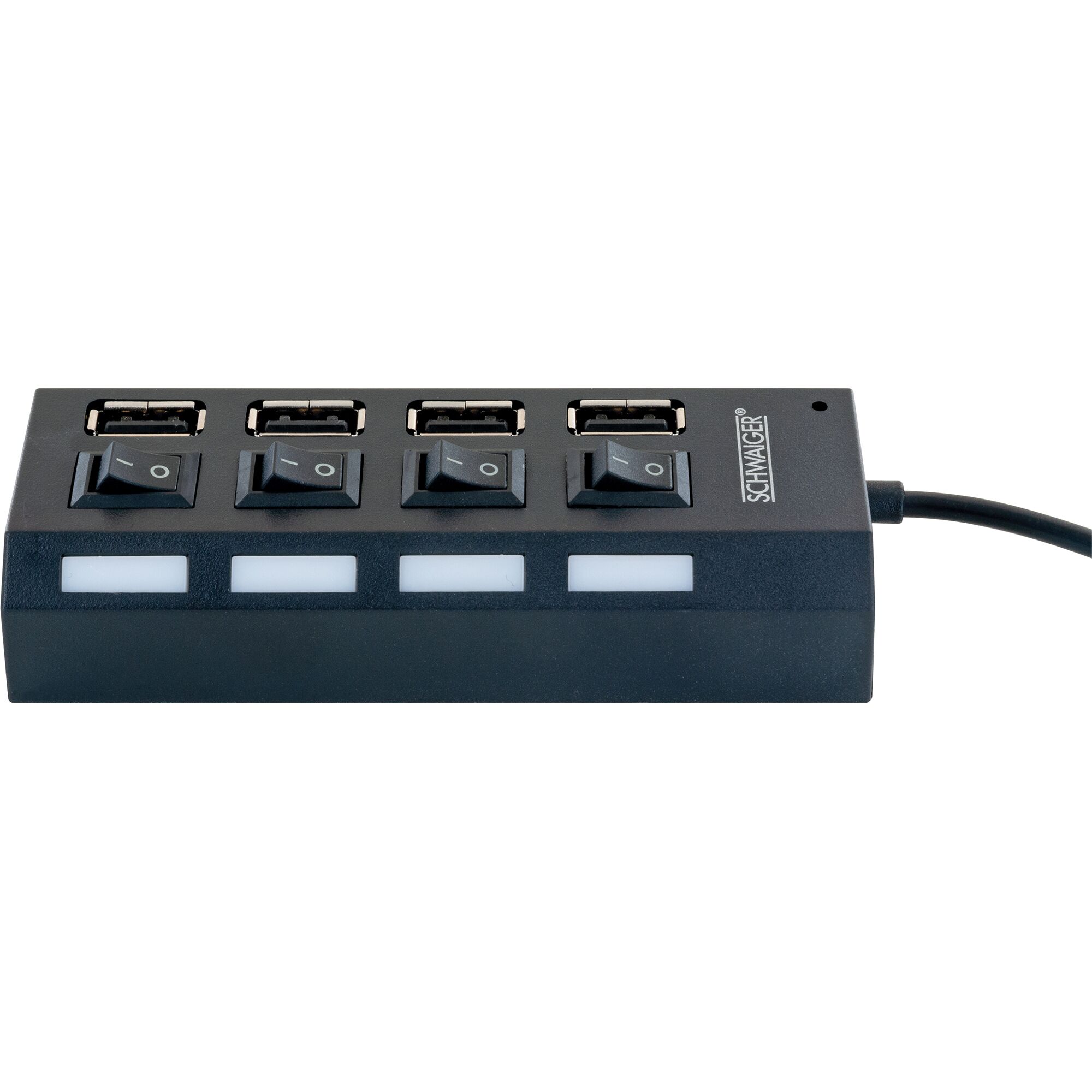 Schwarzer 4-Port-USB-Hub von SCHWAIGER