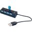 Schwarzer 4-Port-USB-Hub mit blauem USB-Stick