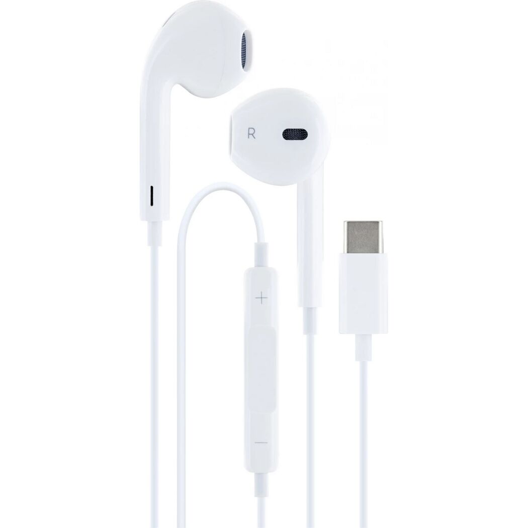 Weiße Kopfhörer mit USB-C-Anschluss