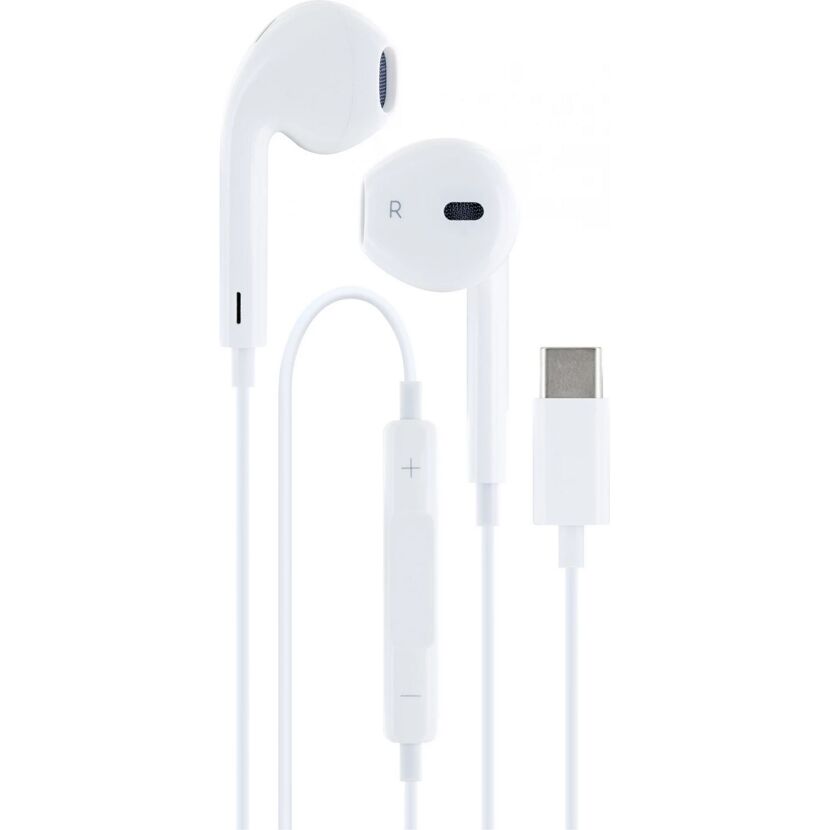 Weiße Kopfhörer mit USB-C-Anschluss