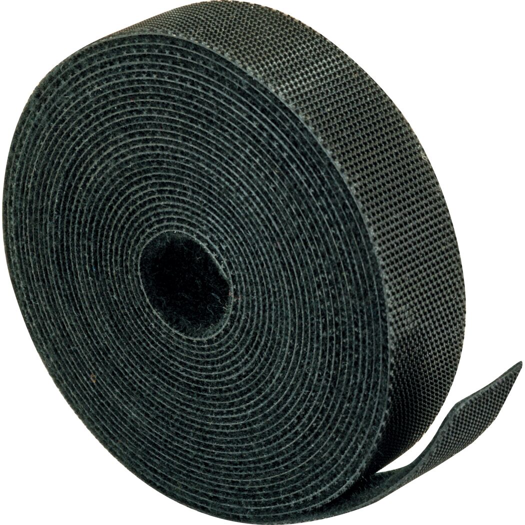 Schwarzes Klettband aufgerollt