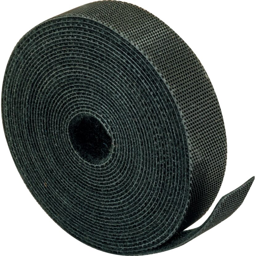 Schwarzes Klettband aufgerollt