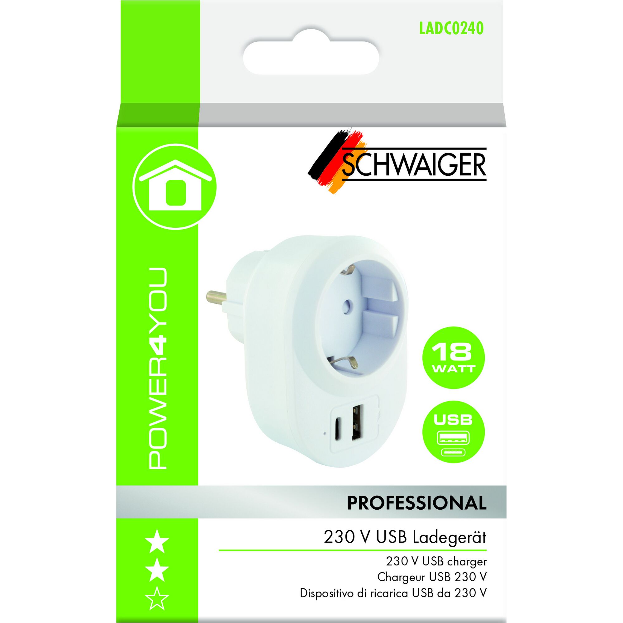 Weißer Ladeadapter mit zwei USB-Anschlüssen