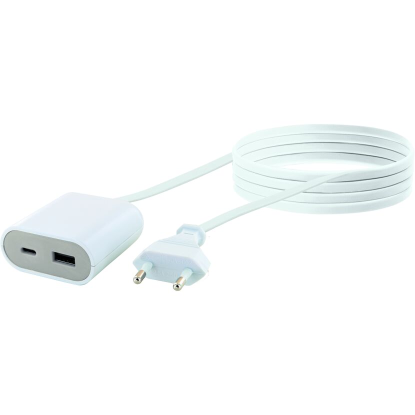 Weißer USB-Ladeadapter mit Kabel