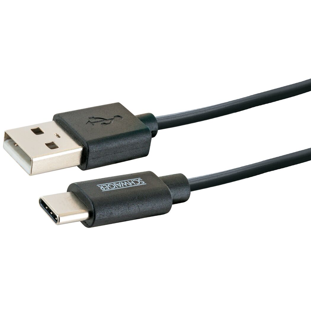 Schwarzes USB-C-auf-USB-A-Kabel von SCHWAIGER