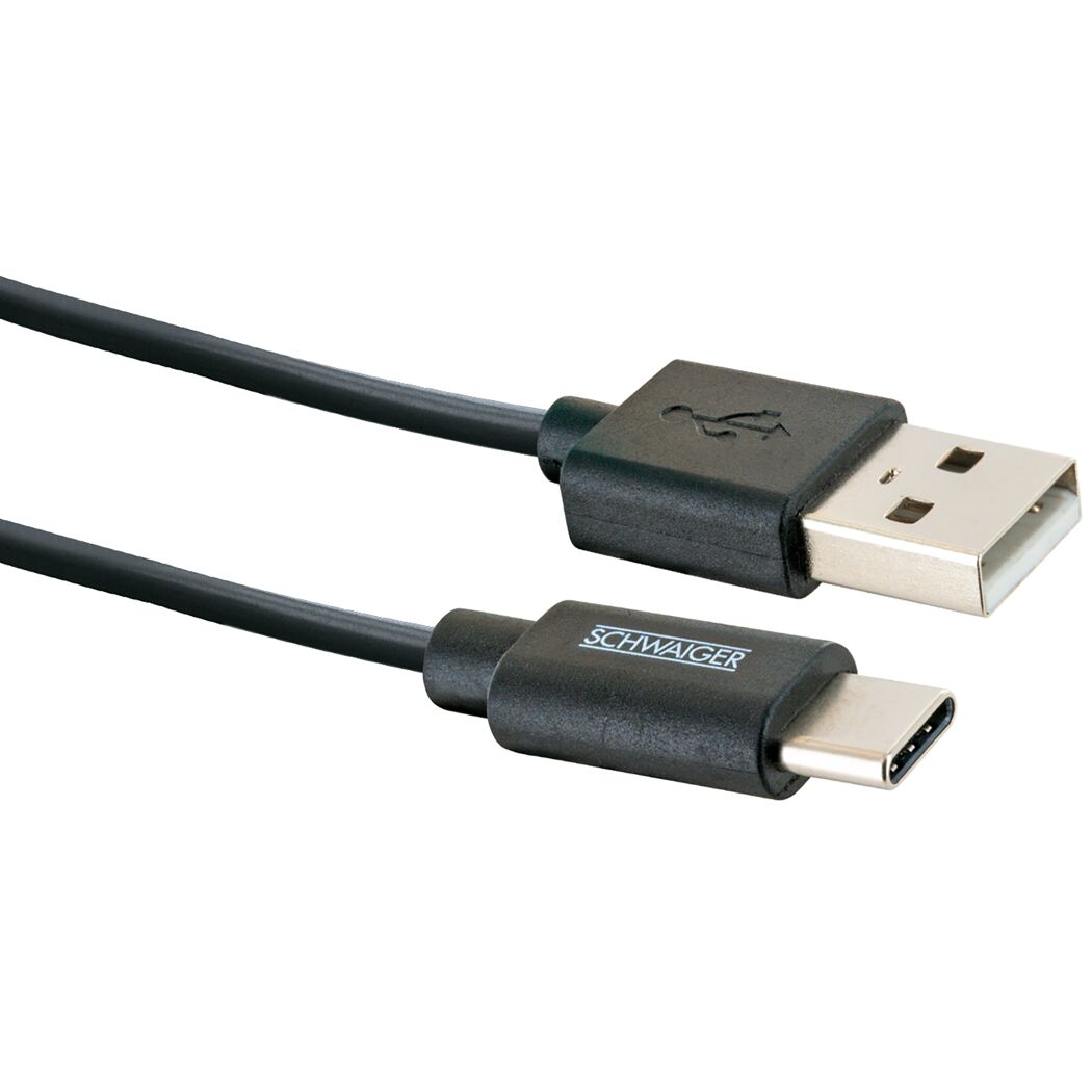 Schwarzes USB-C auf USB-A Kabel von SCHWAIGER