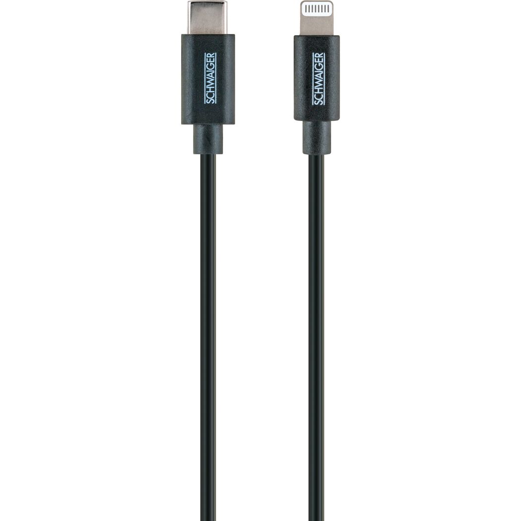 Schwarzes USB-C auf Lightning Ladekabel von SCHWAGER