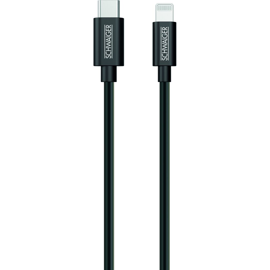 Schwarzes USB-C auf Lightning Ladekabel von SCHWAIGER