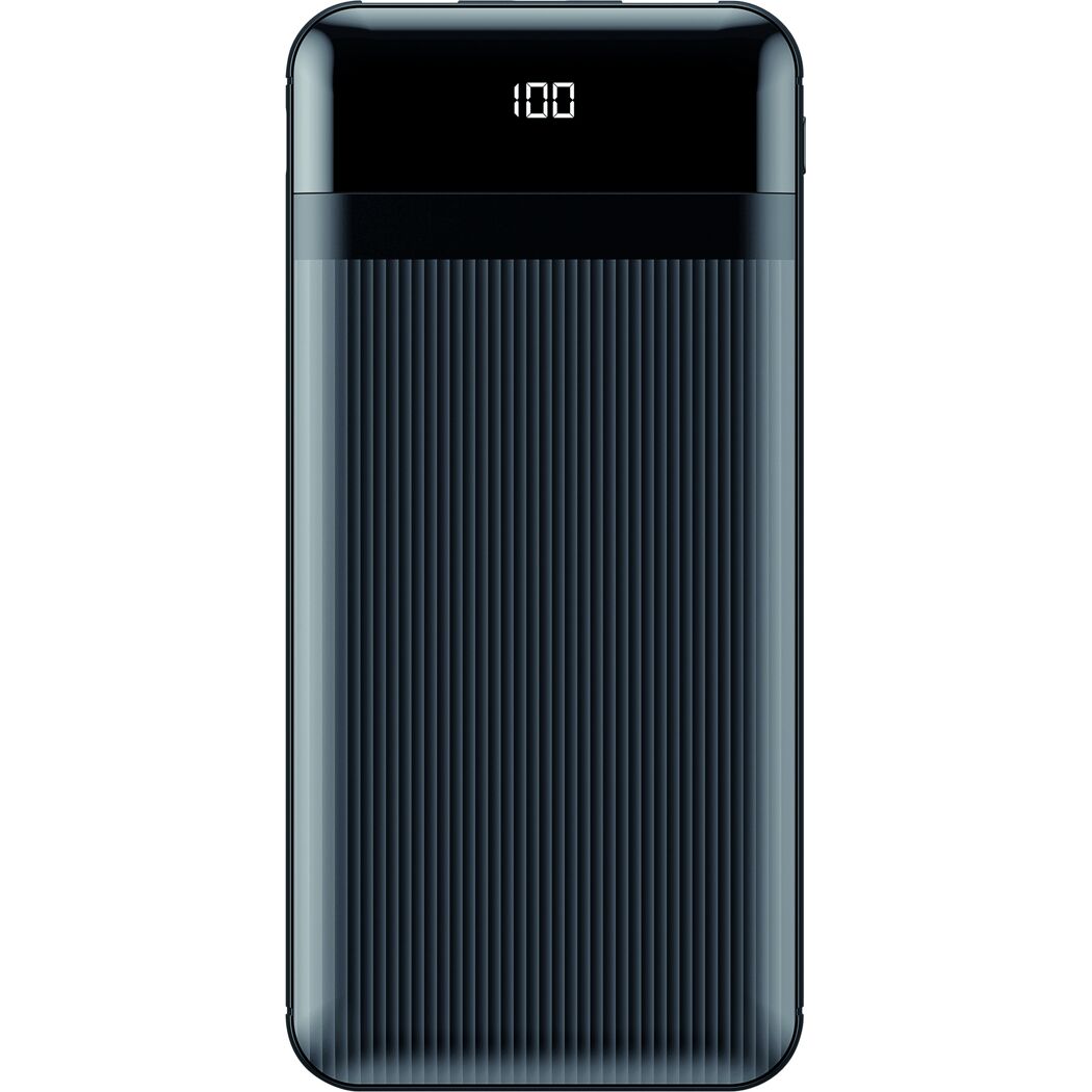 Schwarze Powerbank mit Digitalanzeige