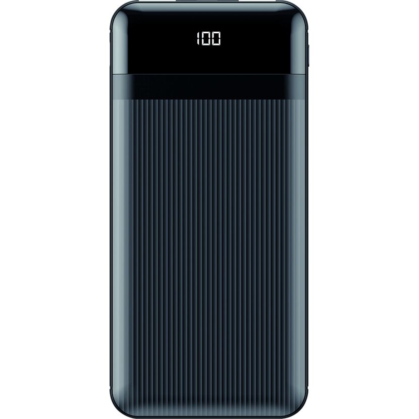 Schwarze Powerbank mit Digitalanzeige
