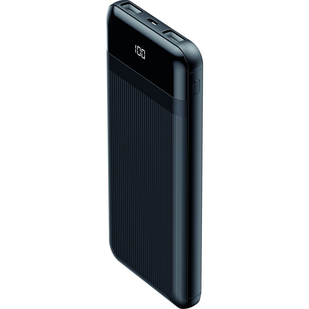 Schwarze Powerbank mit Digitalanzeige
