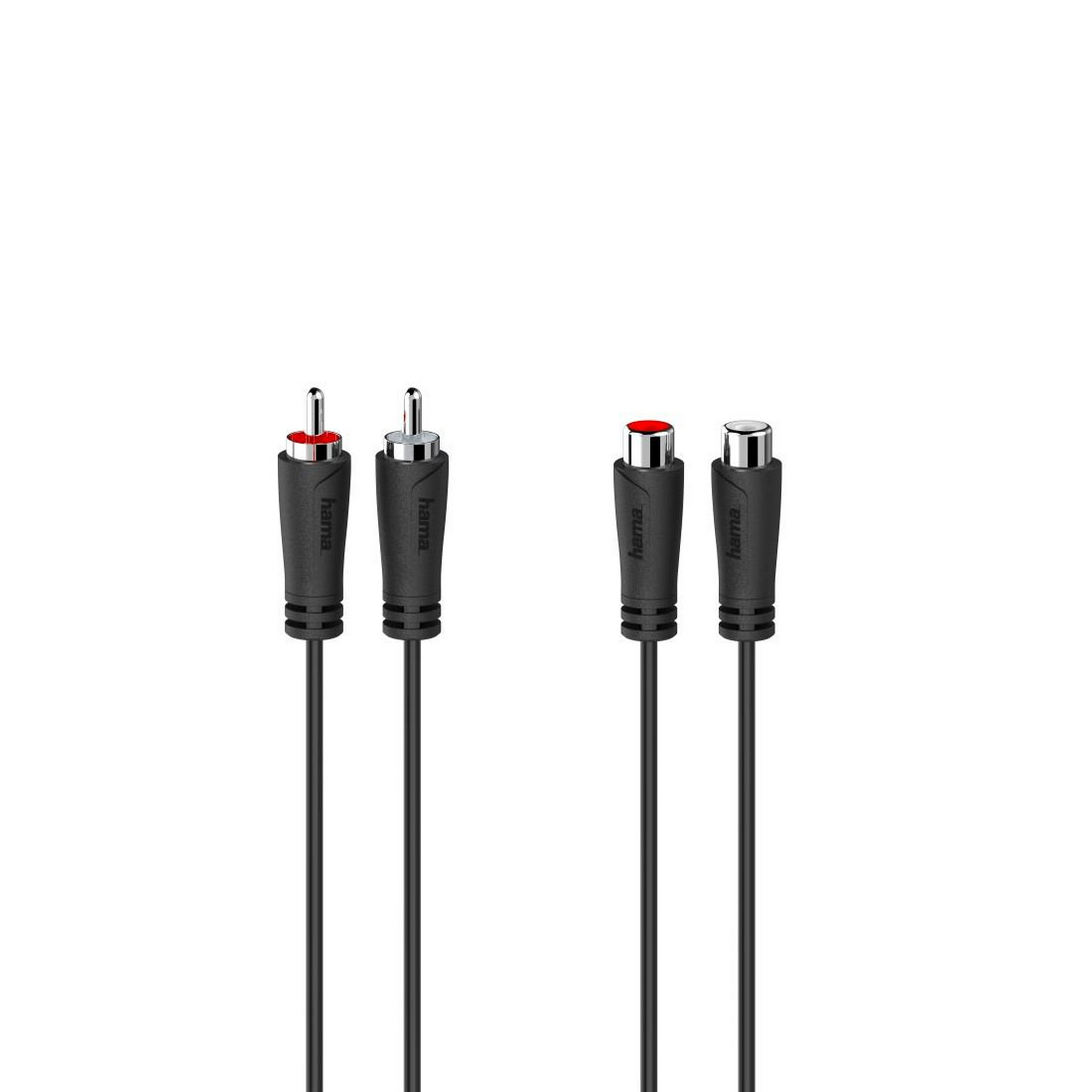 Audio-Verlängerungskabel schwarz 2 Cinch-Stecker mit 2 Cinch-Kupplungen, 5 m + product picture