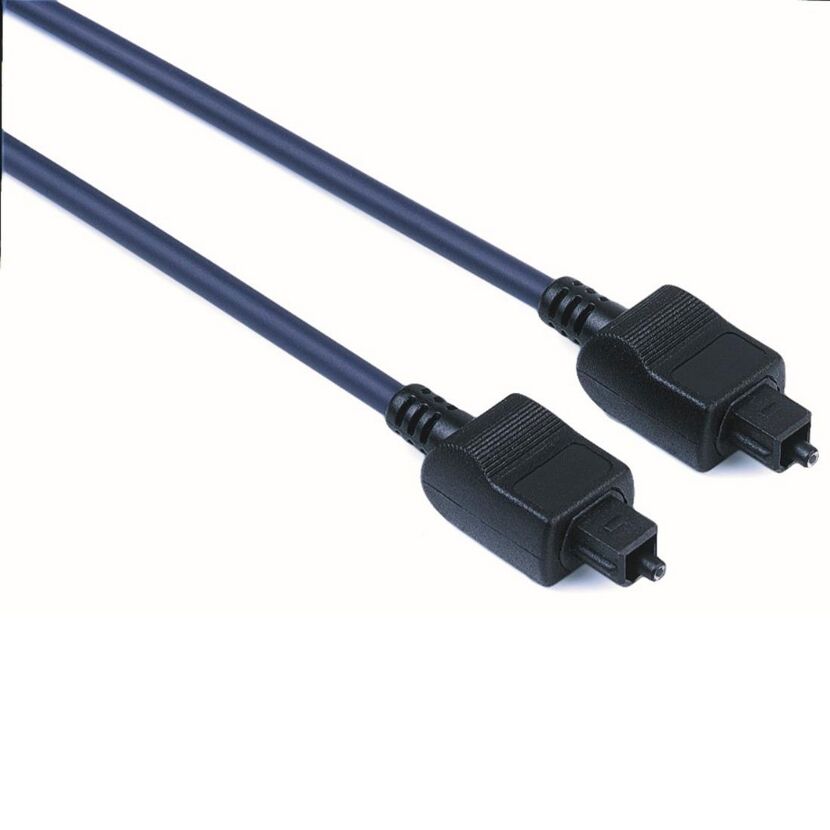 Zwei schwarze Lichtleiterkabel mit ODT-Steckern