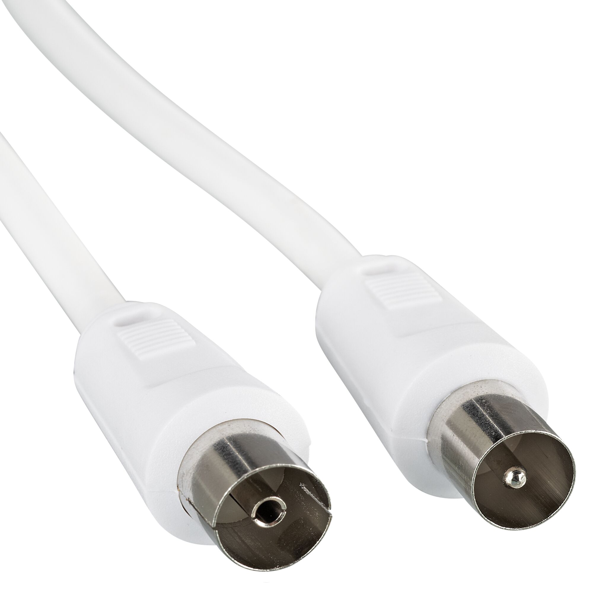 Weißes Antennenkabel mit metallenen Anschlüssen