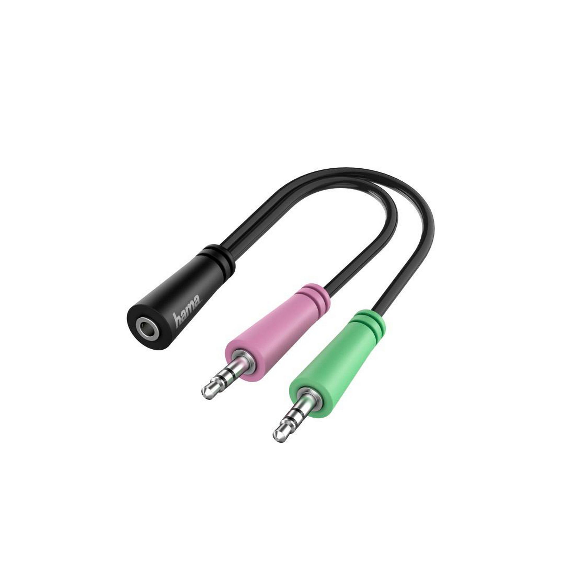 Audio-Adapter 2 x 3-polige 3,5 mm Klinkenstecker mit 4-poliger 3,5 mm Klinkenkupplung + product picture