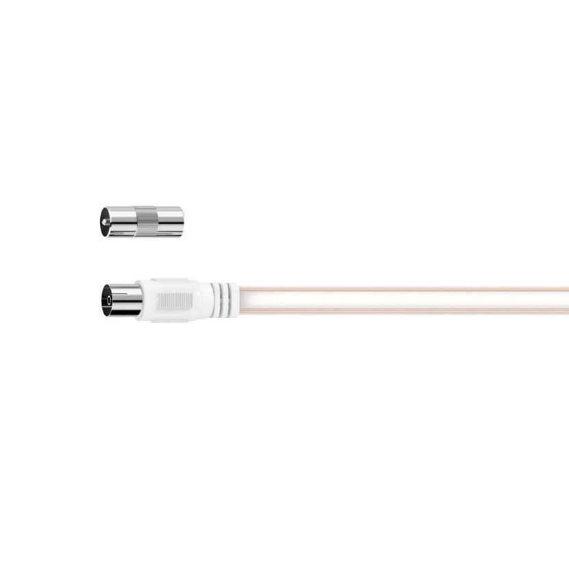 Weißes Koaxialkabel mit Metallsteckern