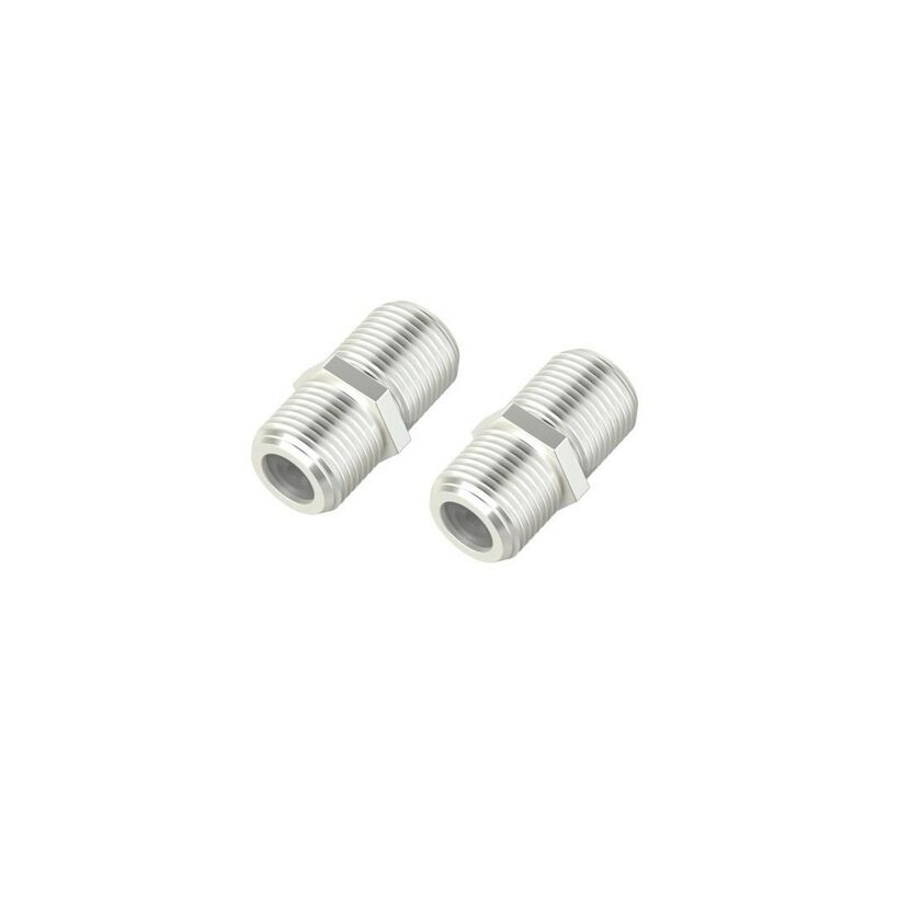 Zwei silberne SAT-Adapter F-Kupplung