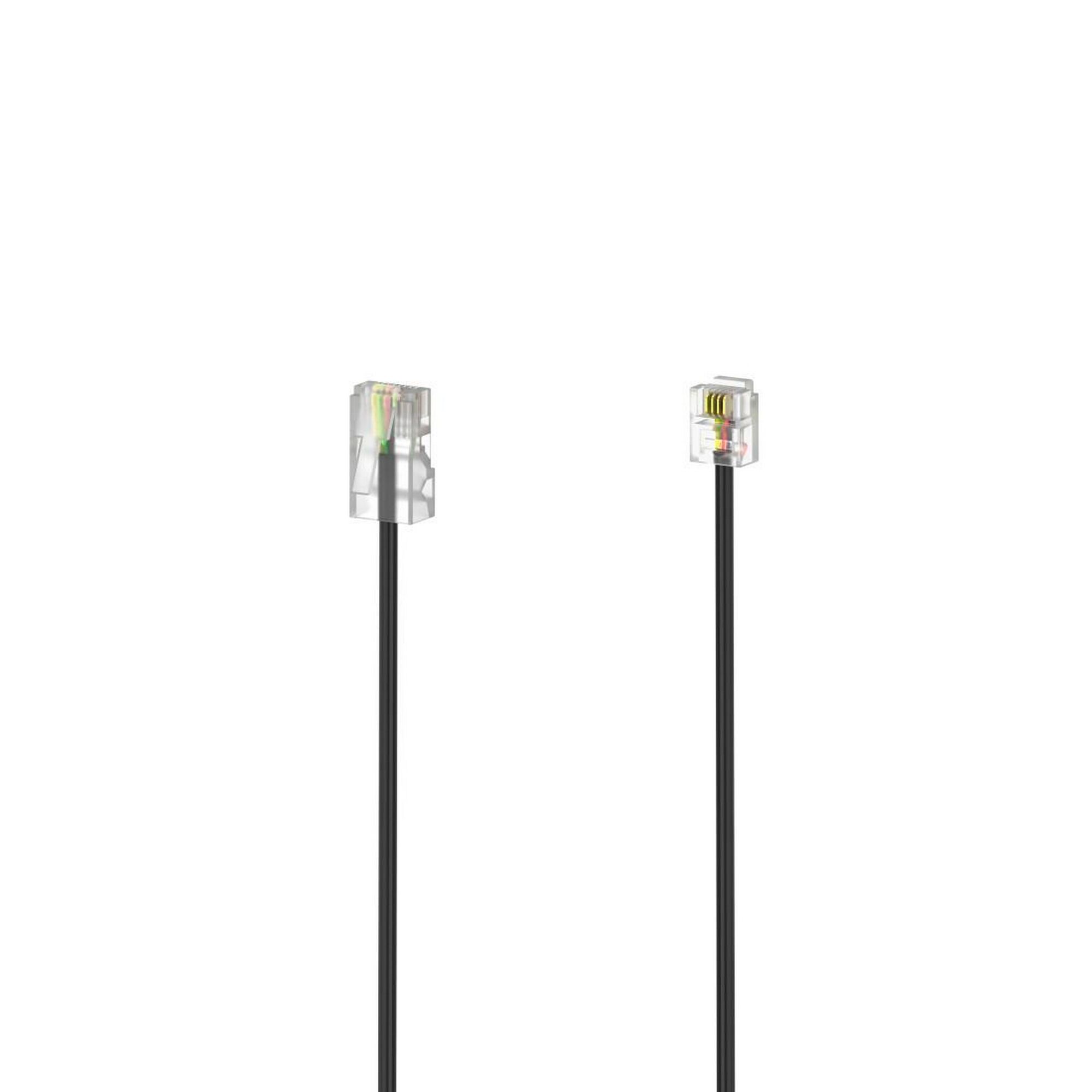 Zwei schwarze DSL-Kabel mit transparenten Steckern.