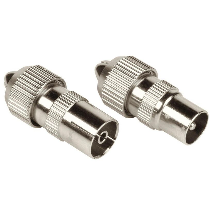 Koax-Set Metall Stecker mit Kupplung schraubbar
