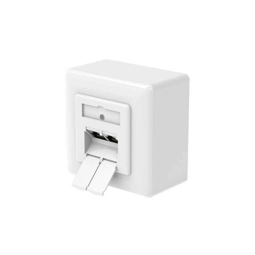 Weiße Netzwerkdose CAT-6a AP/UP, geschirmt