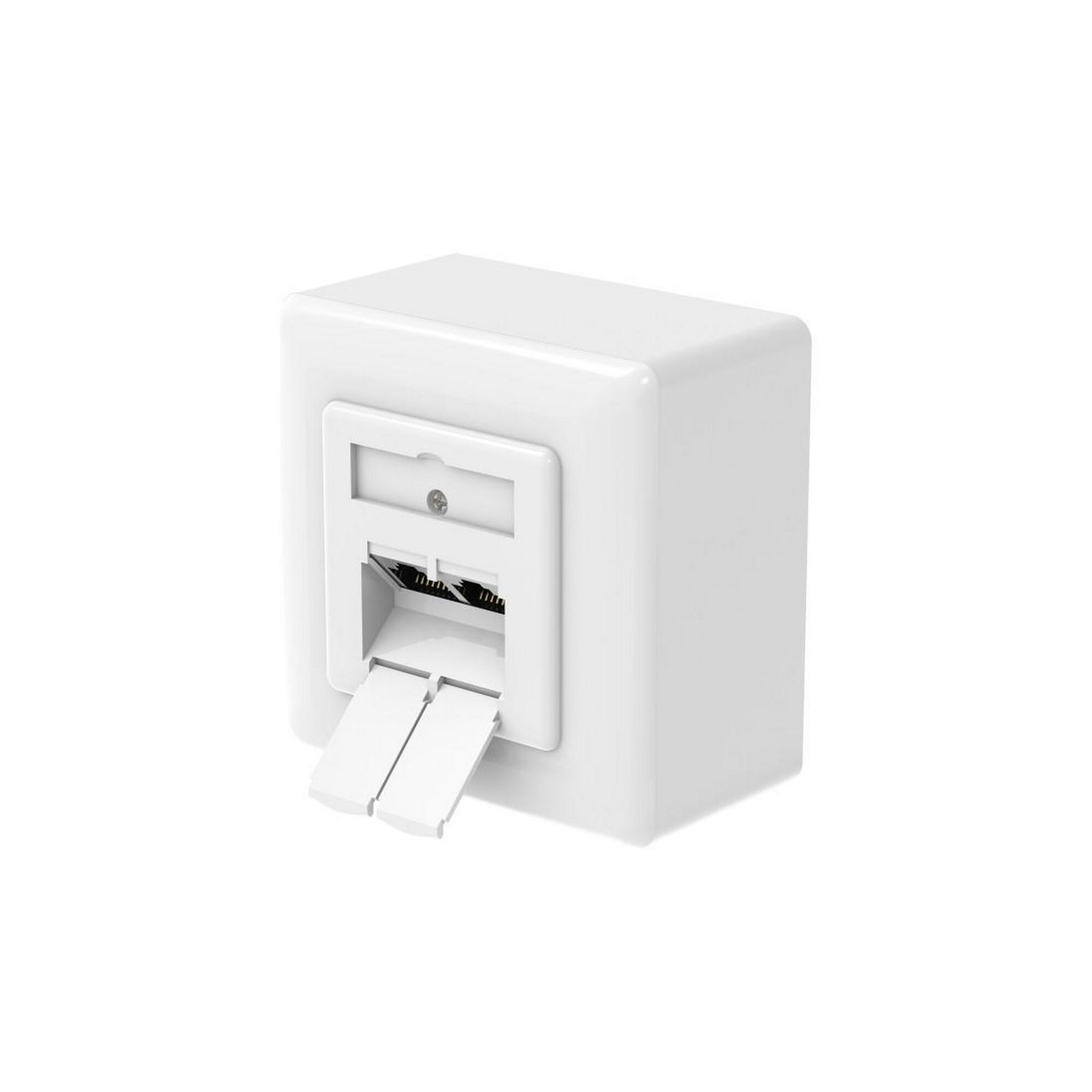 Weiße Netzwerkdose CAT-6a AP/UP, geschirmt